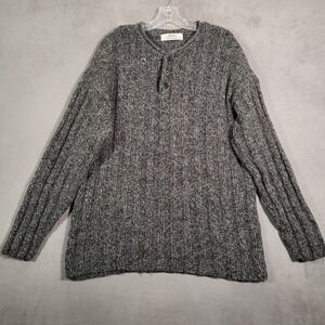 St Bernard Sweater Mens L Gray Henley Chunky Ribbed Alpaca Wool Blend Italy Gorp